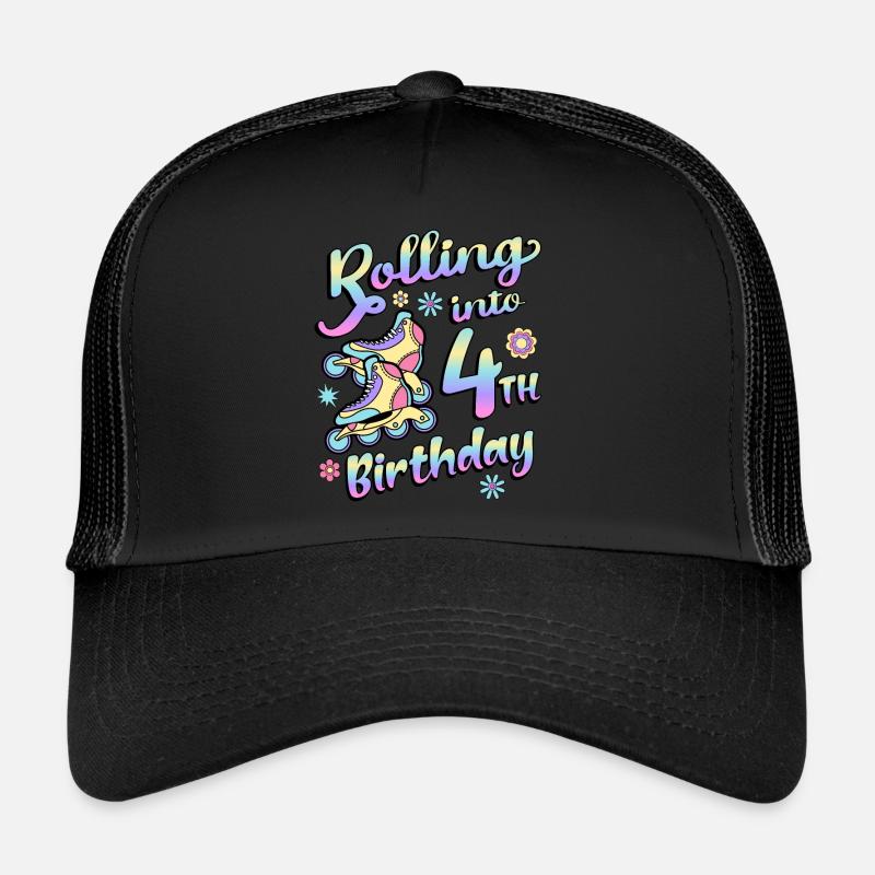 Rolling Into 4th Birthday Roller Skater Inline Casquette trucker 