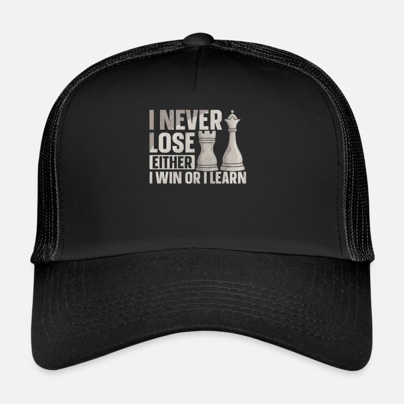 I Never Lose Either I Win Or I Learn Schach - Trucker Cap - Schwarz/Schwarz
