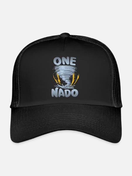 One-nado warning 1st birthday | Tornado - Trucker Cap - black/black - Front