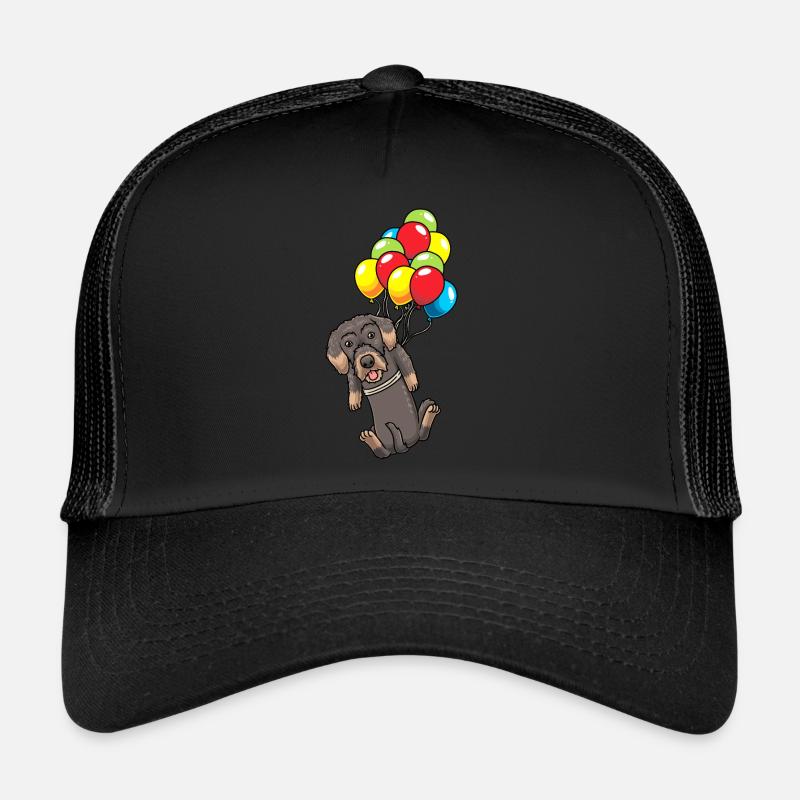 Wire-haired Dachshund Dog On Balloons Trucker Cap