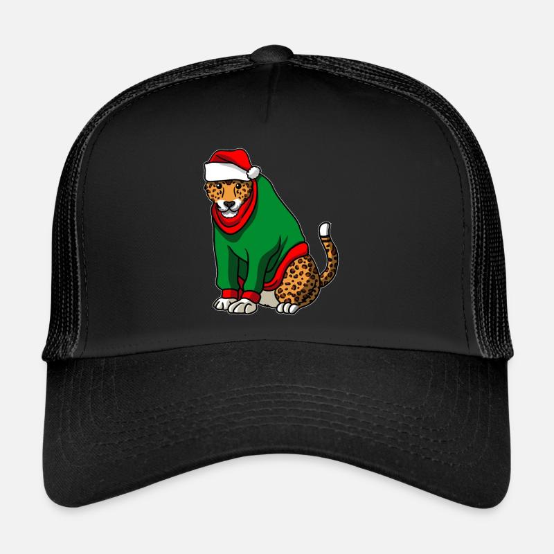 Léopard en costume de Noël Casquette trucker 