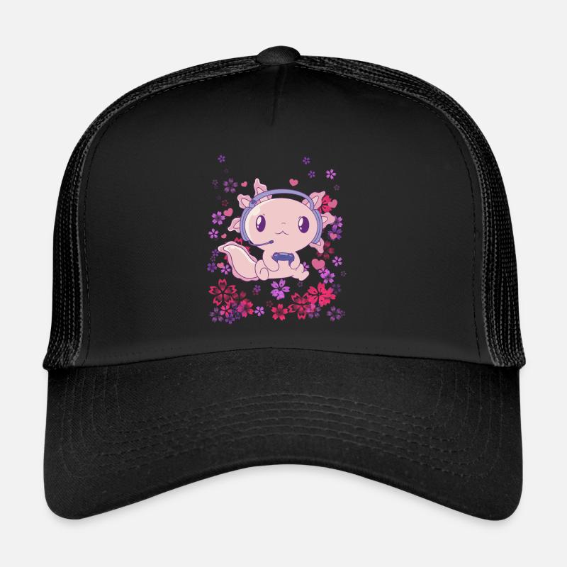 Gaming Axolotl with Headset Trucker Cap