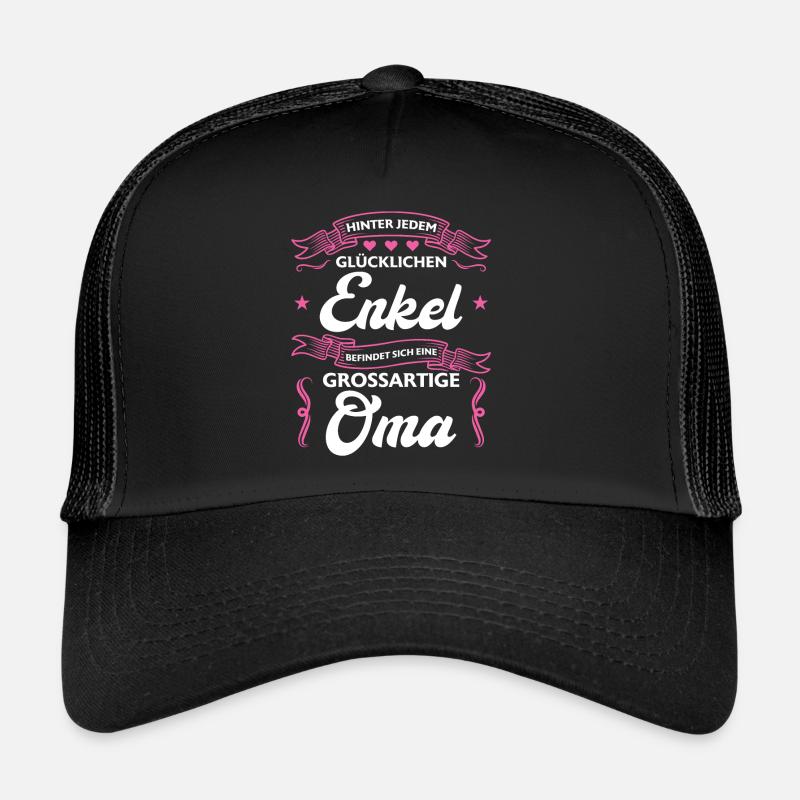 Oma & Enkel Familie Großmutter Geschenk - Trucker Cap - Schwarz/Schwarz