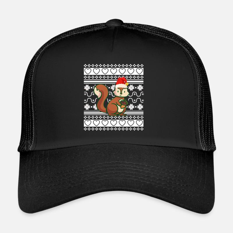 Pull de Noël moche Écureuil de Noël - Casquette trucker  - noir/noir
