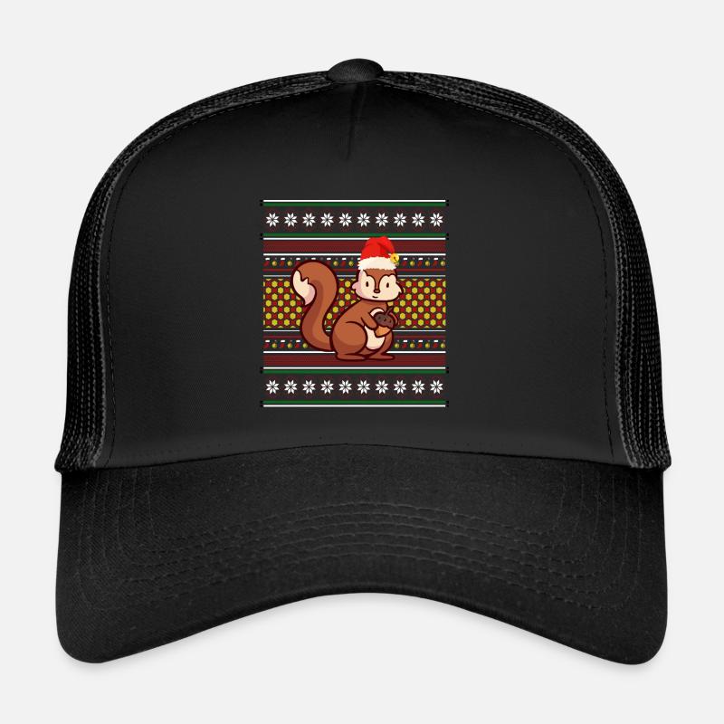 Pull de Noël moche Écureuil de Noël - Casquette trucker  - noir/noir