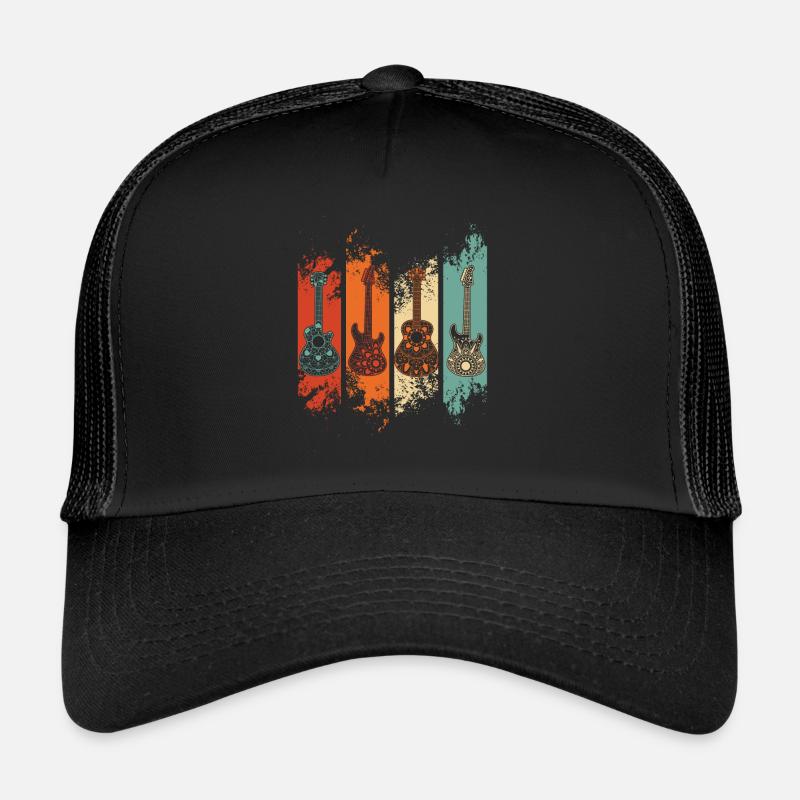 gitarre - Trucker Cap - Schwarz/Schwarz