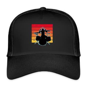 Schlagzeuger und Schlagzeug - Trucker Cap - Schwarz/Schwarz - Vorne