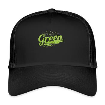 Logo Green Leave and Seeds, Go Vegan - Casquette trucker  - noir/noir - Devant