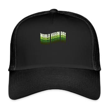 Vintage Logo World Vegan Day - Trucker Cap - Schwarz/Schwarz - Vorne