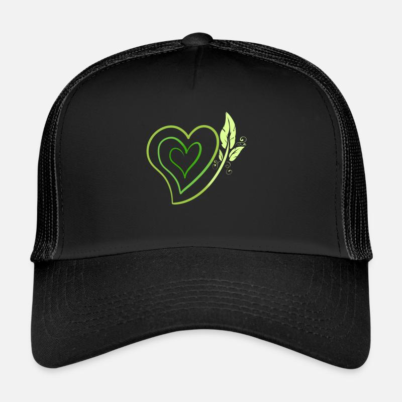 Logo végétalien avec feuilles, devenez végétalien Casquette trucker 