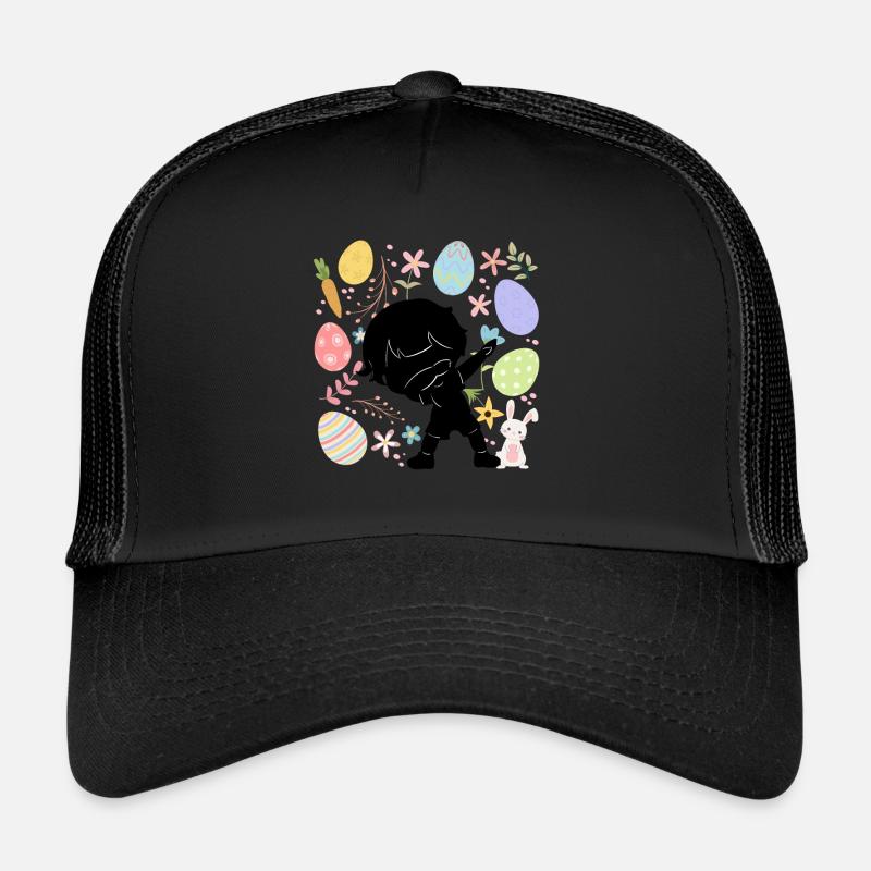 Silhouette Junge Bunte Eier Ostern Kostüm Urlaub Trucker Cap