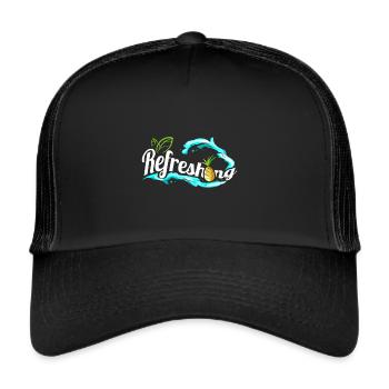 Leaves And Pineapple And Refreshing Waves - Go - Trucker Cap - black/black - Front