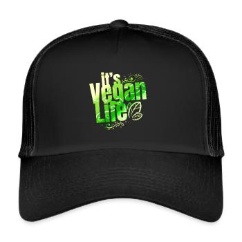 La vie végétalienne de I - Devenez végétalien - Casquette trucker  - noir/noir - Devant