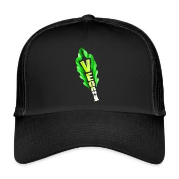 Feuille de laitue végétalienne pour le végétarisme et le véganisme - - Casquette trucker  - noir/noir - Devant