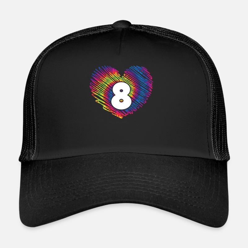 8. Geburtstag Herz Tie Dye | Tie Dye Themed Trucker Cap