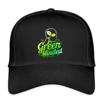 Vegetarian Green Minded - Go vegan - Trucker Cap - Schwarz/Schwarz - Vorne