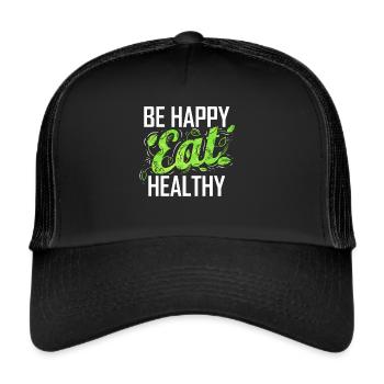 Be Happy And Eat Healthy As A Vegetarian And Vegan - Trucker Cap - black/black - Front
