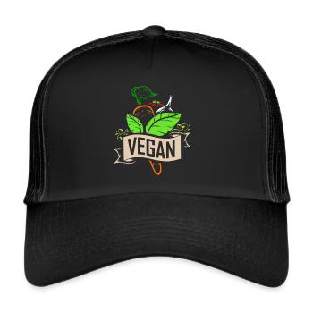 Logo de carotte, oignon et tomate pour les végétariens et - Casquette trucker  - noir/noir - Devant