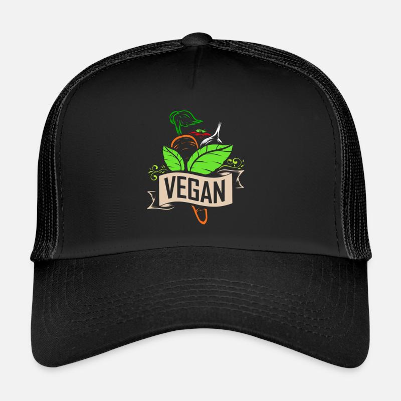 Logo de carotte, oignon et tomate pour les végétariens et Casquette trucker 