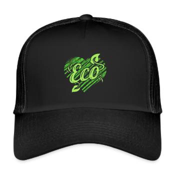 Green Leaves Logo Eco For Vegetarians And Vegan - Trucker Cap - black/black - Front