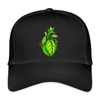 Heart Of Green Leaves - Vegetarian - Go Vegan - Trucker Cap - black/black - Front