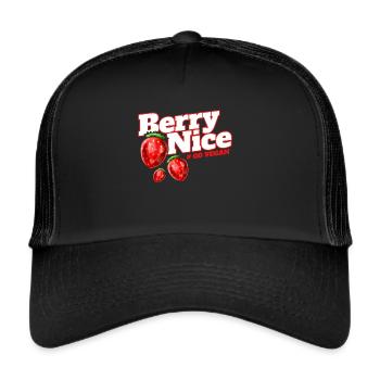Je suis Berry Nice parce que je suis végétarien - Go - Casquette trucker  - noir/noir - Devant