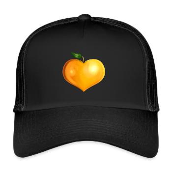 Orange In Heart Shape - Végétarien - Devenez végétalien - Casquette trucker  - noir/noir - Devant