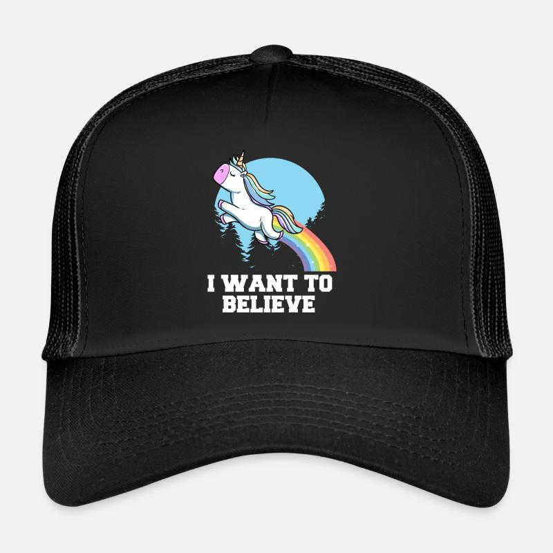 Ich möchte süßes Einhorn mit Regenbogendesign glauben Trucker Cap