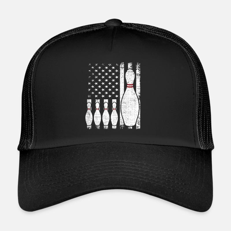 Bowling Drapeau américain Joueur de bowling Casquette trucker 