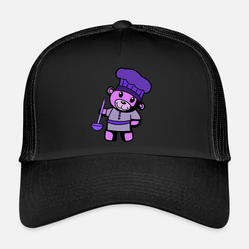 Hobbykoch Kochkunst Teddybär Koch Suppenkelle - Trucker Cap - Schwarz/Schwarz