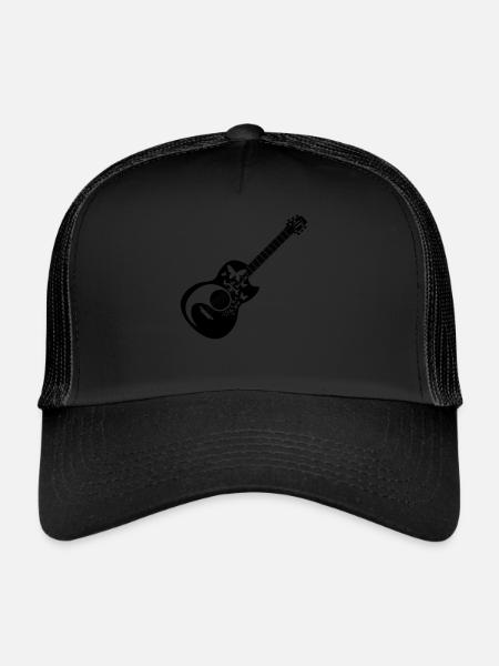 Basse Coeur Basse Guitariste Basse Guita - Casquette trucker  - noir/noir - Devant