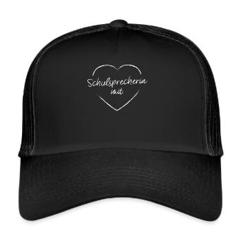 Schulsprecherin mit Herz SMV Schülerin Ehrenamt - Trucker Cap - Schwarz/Schwarz - Vorne