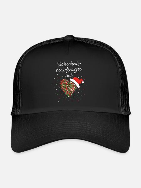 Sicherheitsbeauftragte mit Herz Kollegin Nikolaus - Trucker Cap - Schwarz/Schwarz - Vorne