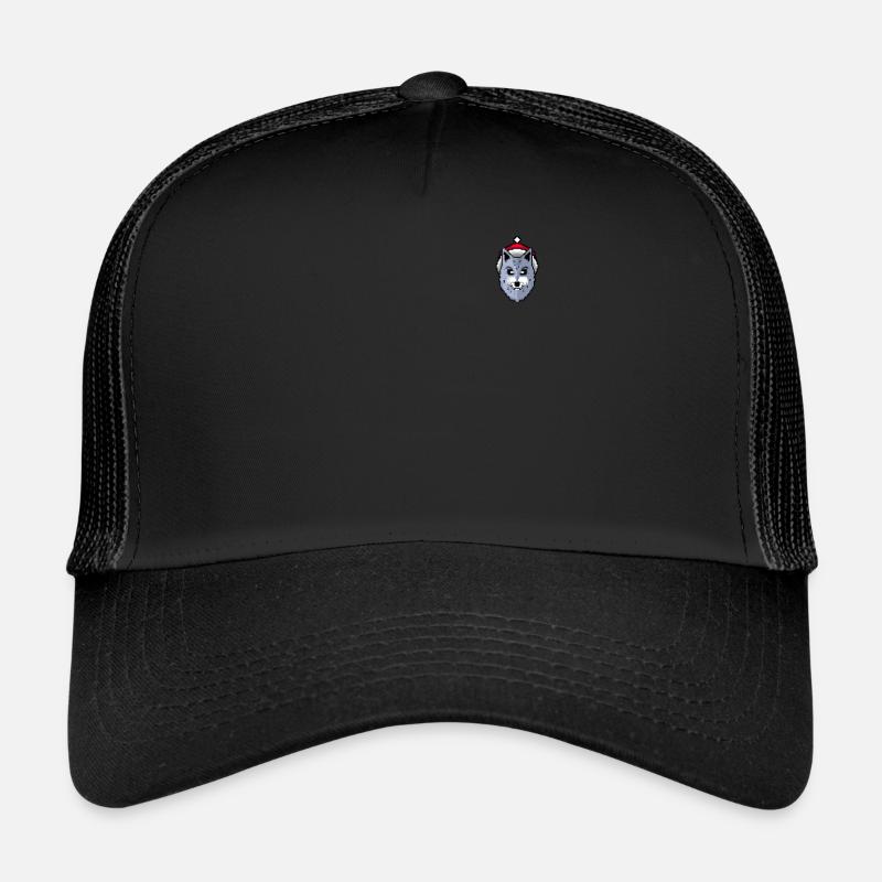 Wolf Pixelated Christmas - Merry Wolf Trucker Cap