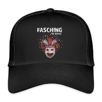 Fasching Fasnacht Konfetti Narren Kostümersatz - Trucker Cap - Schwarz/Schwarz - Vorne