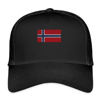 Norwegen Flagge - Trucker Cap - Schwarz/Schwarz - Vorne