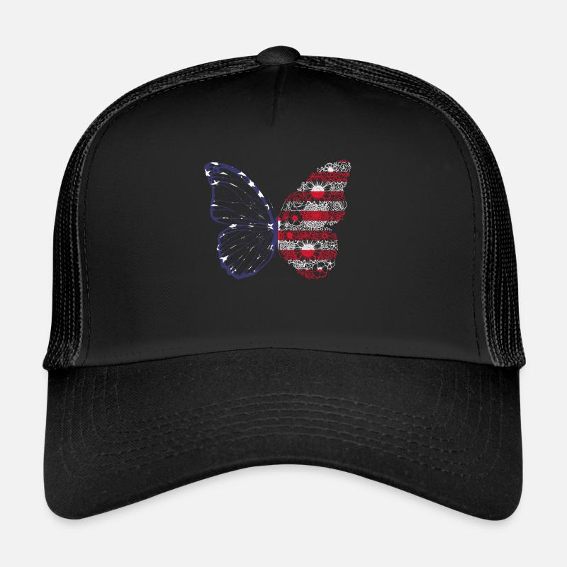 Floral Butterfly July 4 Independence Day Trucker Cap