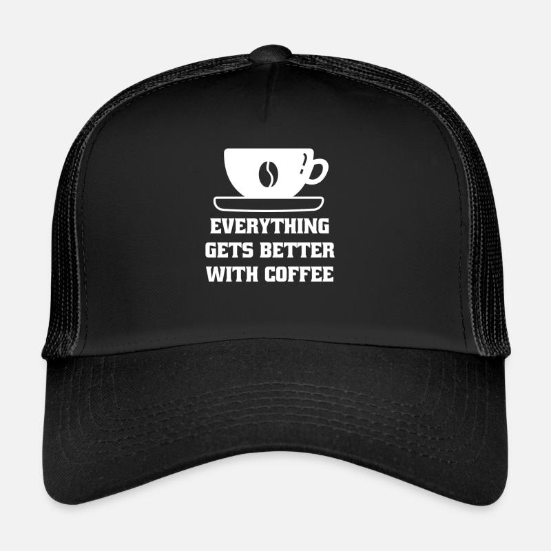 Kaffee Kaffeebohne Coffee Tasse Geschenk Koffein - Trucker Cap - Schwarz/Schwarz