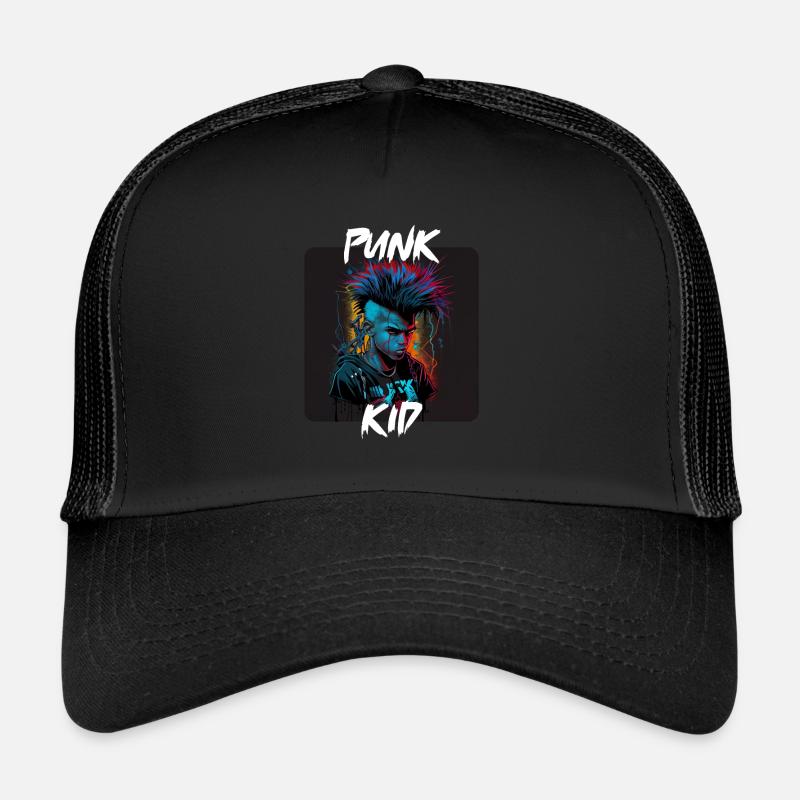 Graffiti Style - Cooles Punk Kind 5 - Trucker Cap - Schwarz/Schwarz