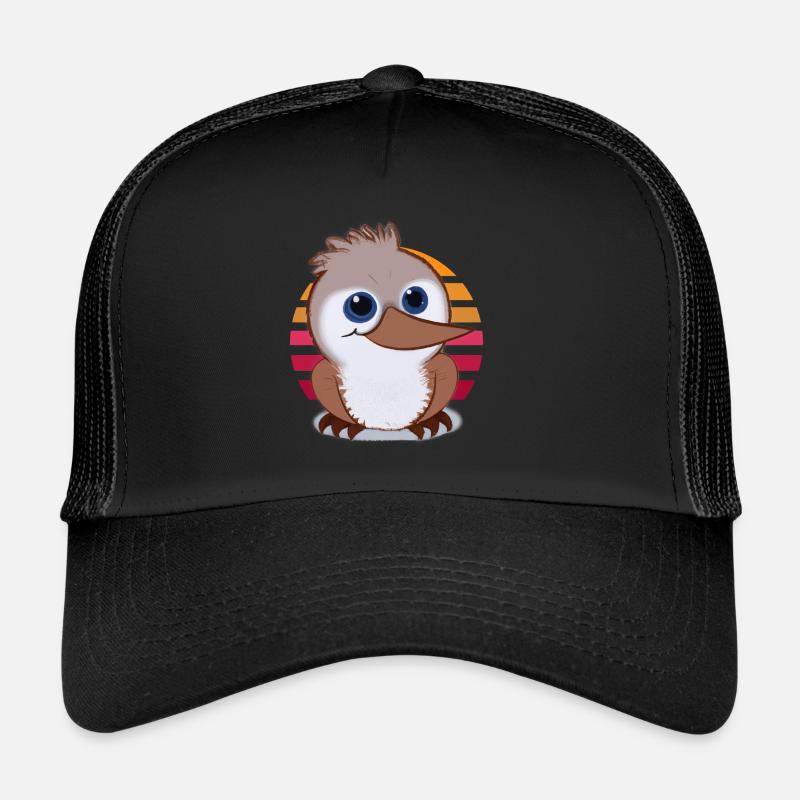 Kookaburra Zeichnung - Trucker Cap - Schwarz/Schwarz