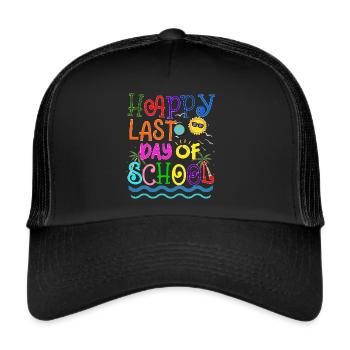 Frohen letzten Tag der Schule Lehrer Schüler absolviert - Trucker Cap - Schwarz/Schwarz - Vorne