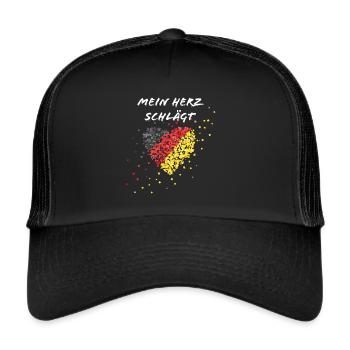 Allemagne drapeau battement de cœur Deutschlandfan - Casquette trucker  - noir/noir - Devant