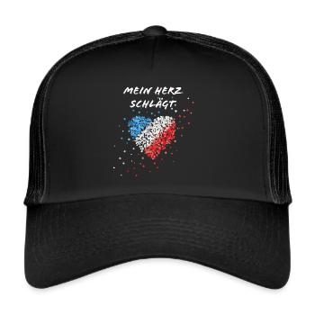 French flag heartbeat French France fan - Trucker Cap - black/black - Front