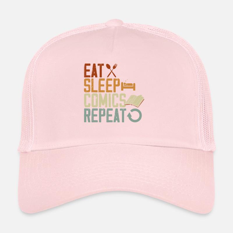 Eat Sleep Comics Repeat Fictional Characters Trucker Cap