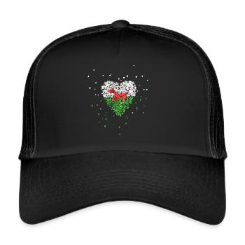 Pays de Galles Pays de Galles Drapeau Pays de Galles Drapeau Walesfan de sport - Casquette trucker  - noir/noir - Devant