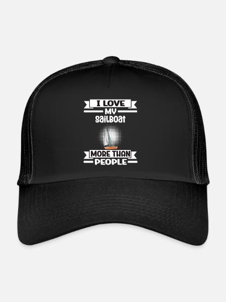 Voilier J’aime mon voilier plus que les gens - Casquette trucker  - noir/noir - Devant
