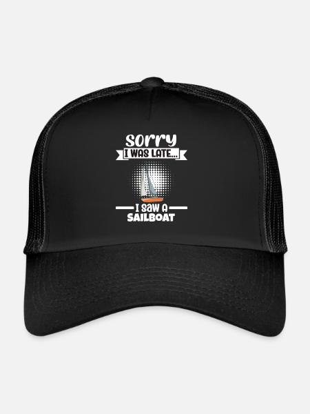 Voilier Désolé J’étais en retard J’ai vu un voilier - Casquette trucker  - noir/noir - Devant