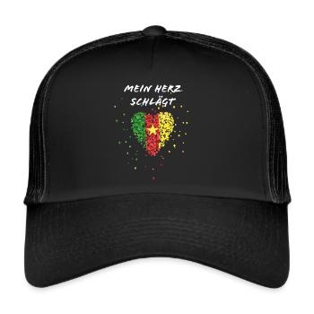 Cameroon heartbeat Cameroon flag Cameroonian - Trucker Cap - black/black - Front