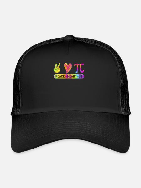 Peace Heart Pi Day Tie Coloring Mathématiques - Casquette trucker  - noir/noir - Devant