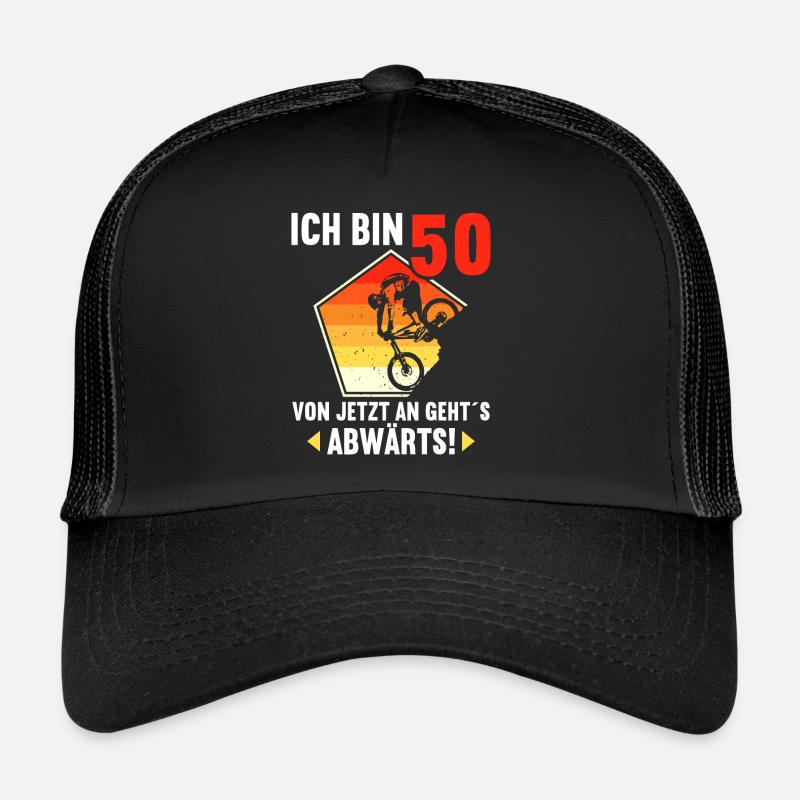 Ich bin 50 Ab jetzt gehts abwärts 50 Geburtstag - Trucker Cap - Schwarz/Schwarz